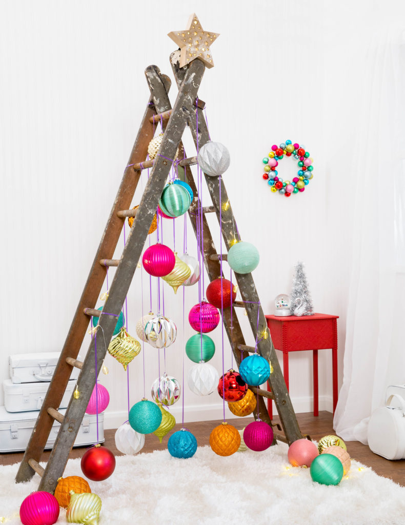  Large baubles on a ladder
