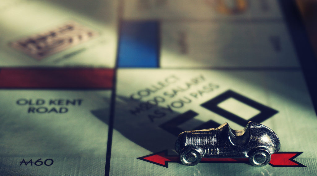 Close up of Monopoly board game